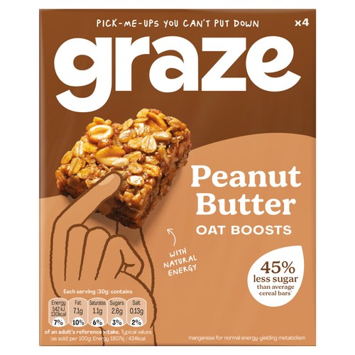 Graze Peanut Butter Protein Oat Boost Flapjack Snack Bars 4 x 30g thumbnail 2