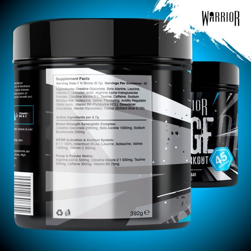 Warrior Rage Blazin Blue Razz Pre Workout Supplement  thumbnail 4