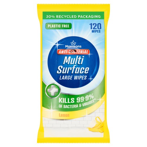 Morrisons Antibacterial Wipes Lemon   120 pack