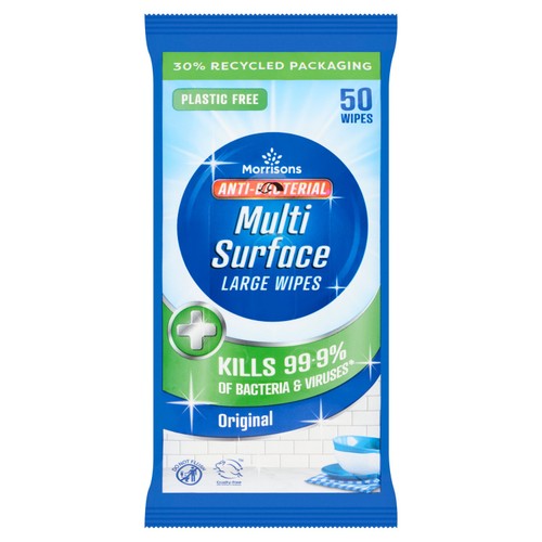 Morrisons 50 Original Anti-Bacterial Multi Surface Large Wipes