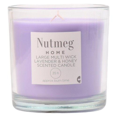 Nutmeg Home Large Multi Wick Lavender & Honey Scented Candle