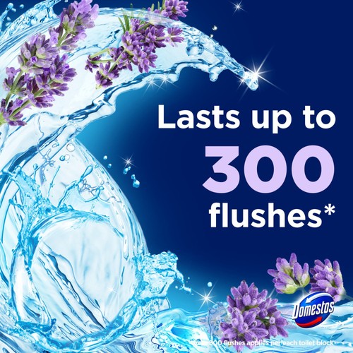Domestos Power 5 Toilet Rim Block Lavender 2x 50g thumbnail 3
