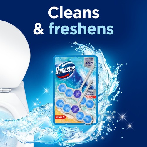 Domestos Power 5 Toilet Rim Block Ocean 2x 50g thumbnail 2
