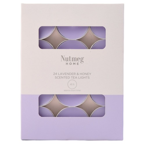 Nutmeg Home Lavender & Honey Scented Tea Lights   24 Pack