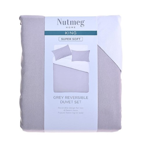 Nutmeg Home Soft Touch White/Grey Duvet Set King