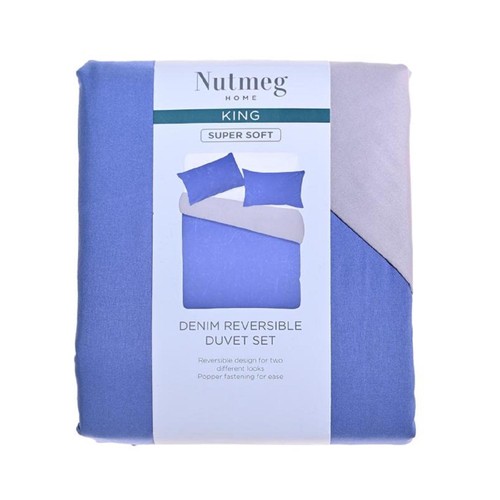 Nutmeg Home Soft Touch Grey/Blue Duvet Set King