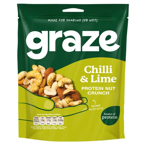 Graze Chilli & Lime Protein Mixed Nuts Crunch Sharing Bag Snack 100g thumbnail 2