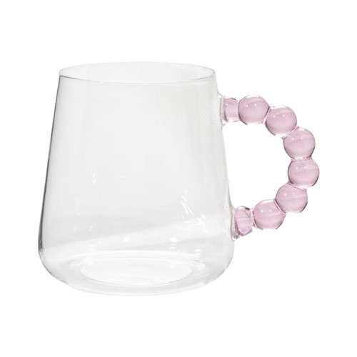Nutmeg Home Pink Beaded Handle Glass Mug