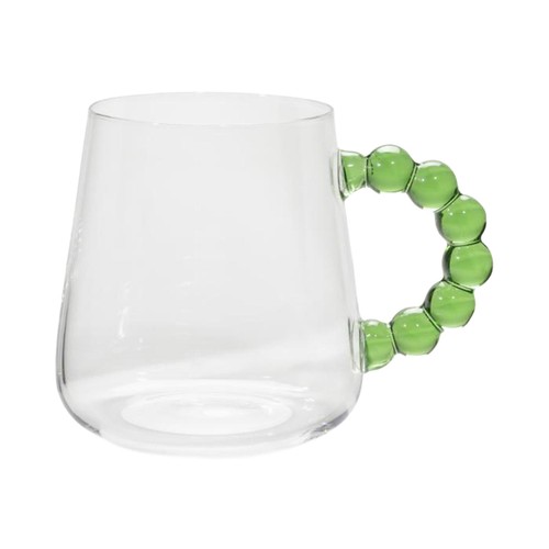 Nutmeg Home Green Beaded Handle Glass Mug