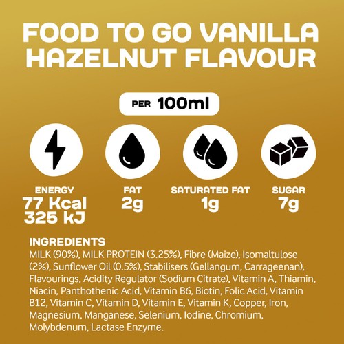 Arla Protein Food To Go Vanilla Hazelnut Meal Replacement Shake 500ml thumbnail 6