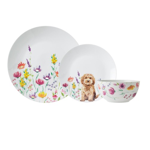 Nutmeg Home Floral Cockapoo 12 Piece Porcelain Dinner Set thumbnail 2