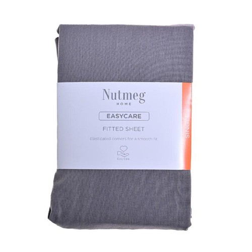 Nutmeg Home Easycare Graphite Fitted Sheet Single