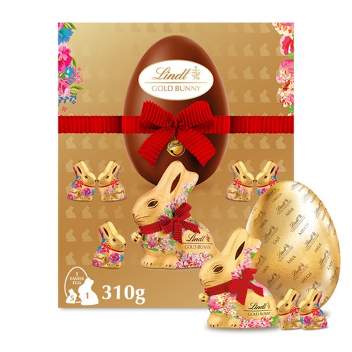 Lindt Milk Chocolate Easter Egg With Lindt Gold Bunny Flower Edition 310g thumbnail 2