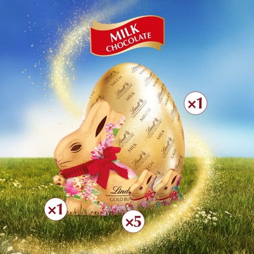 Lindt Milk Chocolate Easter Egg With Lindt Gold Bunny Flower Edition 310g thumbnail 3