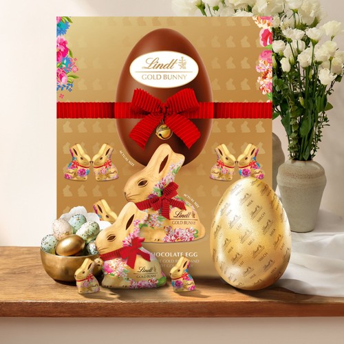 Lindt Milk Chocolate Easter Egg With Lindt Gold Bunny Flower Edition 310g thumbnail 5