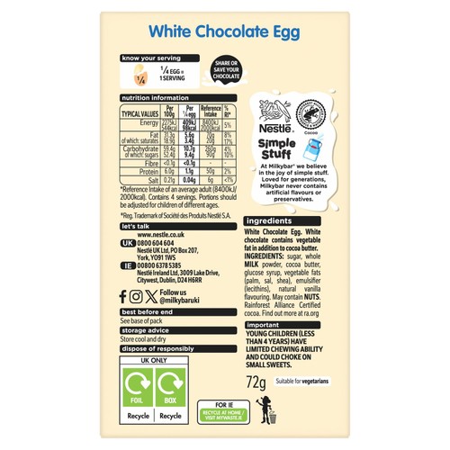Milkybar White Chocolate Easter Egg 72g thumbnail 4