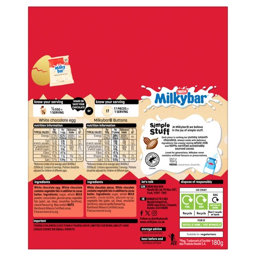 Milkybar White Chocolate Easter Egg 180g thumbnail 4