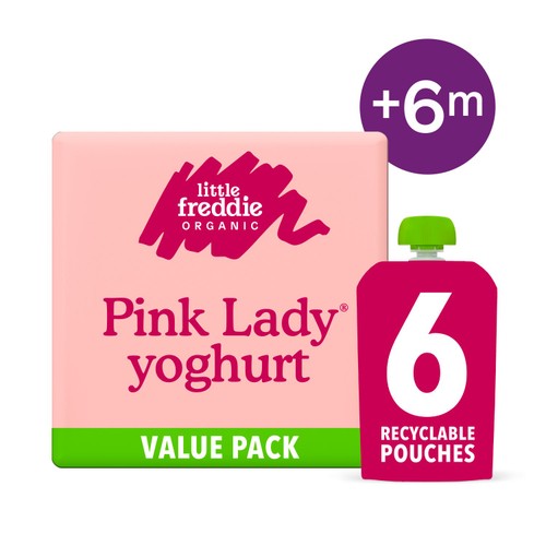 Little Freddie Organic Pink Lady Yoghurt Multipack Baby Food Pouch 6+ M