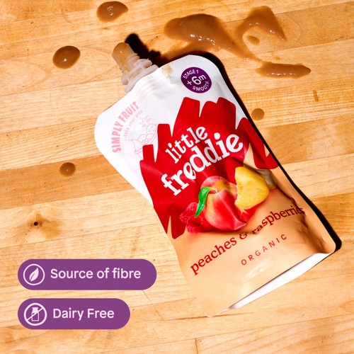 Little Freddie Organic Peaches & Raspberries Baby Food Pouch 6+ Months thumbnail 4