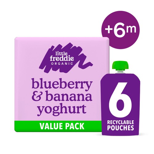 Little Freddie Organic Blueberry & Banana Yoghurt Pouch Multipack 6+ M