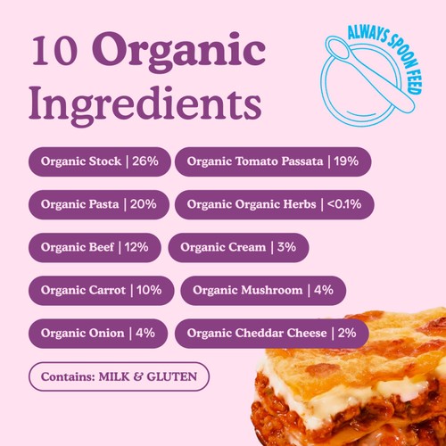 Little Freddie Organic Beef Lasagne with Cheese Baby Food Pouch 7+ Months thumbnail 2