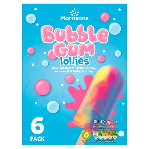 Morrisons Bubblegum Ice Lollies 6 Pack