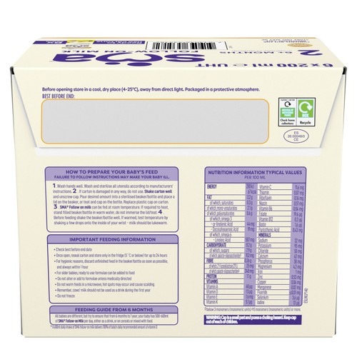 SMA Follow On Milk 6 Mth+ Ready To Feed Multipack 6x200ml thumbnail 2