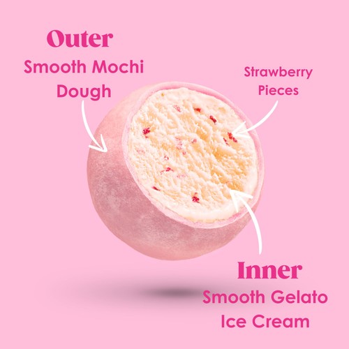 Little Moons Strawberries & Cream Mochi Ice Cream thumbnail 5