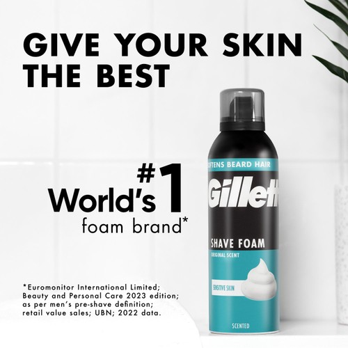 Gillette Classic Sensitive Shave Foam 400ml thumbnail 3