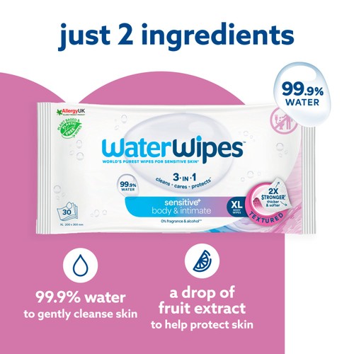 WaterWipes Adult Care Incontinence Sensitive Wipes 30 pack  thumbnail 3