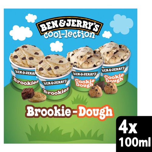 Ben & Jerry's Brookie-Dough Mini Ice Cream Tub Multipack 4 x 100ml