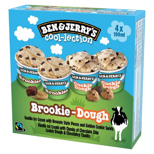 Ben & Jerry's Brookie-Dough Mini Ice Cream Tub Multipack 4 x 100ml thumbnail 3