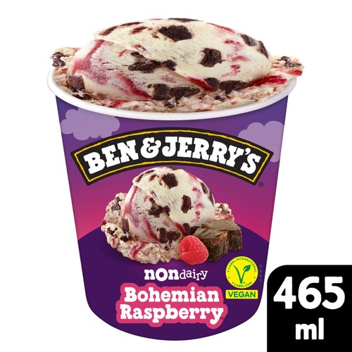Ben & Jerrys Non-Dairy Vegan Bohemian Raspberry Ice Cream Tub 465ml