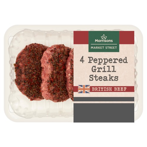 Morrisons British Peppered Beef Grill Steaks 4 Pack 454g