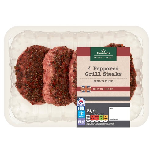 Morrisons British Peppered Beef Grill Steaks 4 Pack 454g thumbnail 2