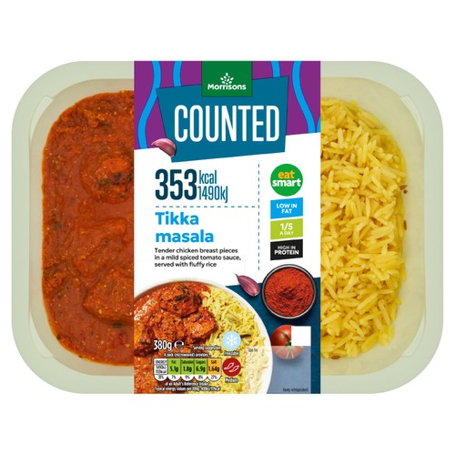 Morrisons MarketStreetCalorie Counted Chicken Tikka Masala With Pilau Rice 