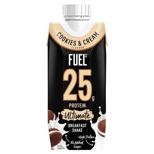 FUEL10K Cookies & Cream 25g High Protein Breakfast Shake Drink   330ml thumbnail 2