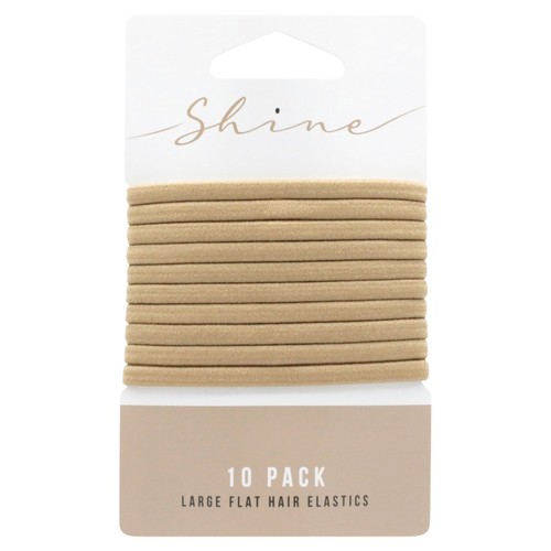 Shine Large Flat Hair Elastics Blonde 10 Pack