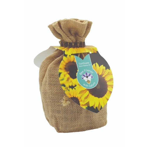 Bee Friends Jute Bag Sunflower Seed Starter Kit 