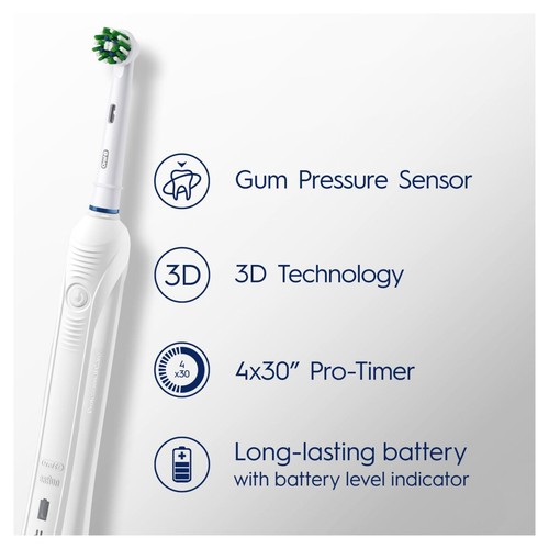 Oral B Pro 1 680 Striking Cross Action White Electric Toothbrush thumbnail 2