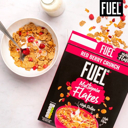 FUEL10K Red Berry Multigrain Flakes High Protein Breakfast Cereal 350g thumbnail 3