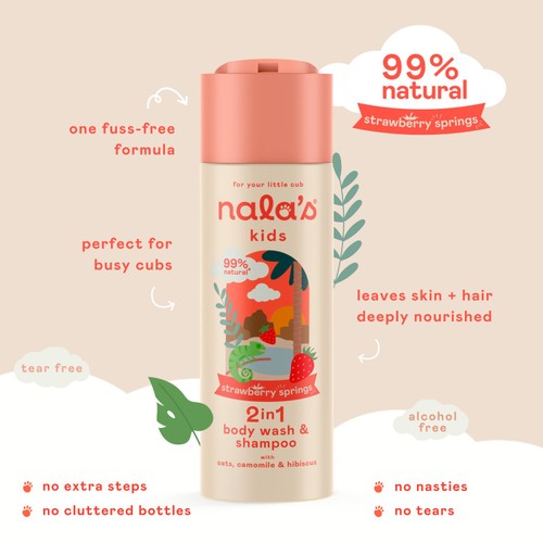 Nala's Kids 2in1 Wash & Shampoo Strawberry Springs thumbnail 5