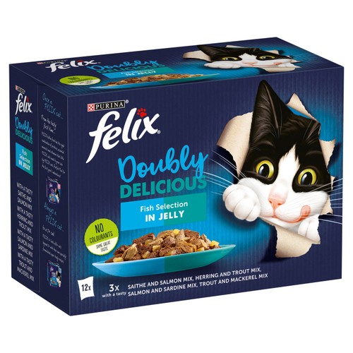 FELIX Doubly Delicious Fish Selection in Jelly Wet Cat Food 12x85g thumbnail 2