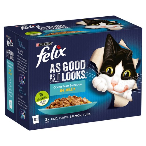 FELIX As Good As it Looks Ocean Feasts in Jelly Wet Cat Food 12x85g thumbnail 2