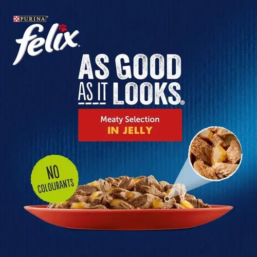 FELIX As Good As it Looks Meaty Selection in Jelly Wet Cat Food 12x85g thumbnail 2