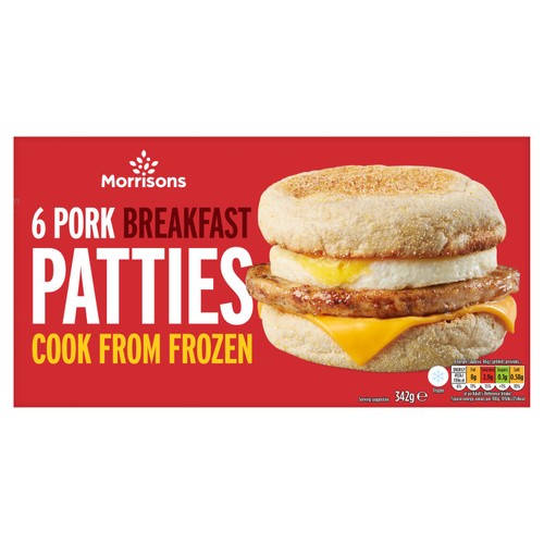 Morrisons 6 Pork Breakfast Patties    342g