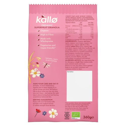 Kallo Organic Superfruit Granola 350g thumbnail 7