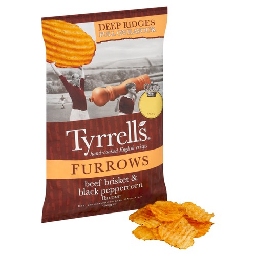 Tyrrells Furrows Beef Brisket & Black Peppercorn Sharing Crisps   150g thumbnail 2