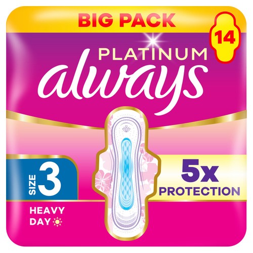 Always Platinum Sanitary Towels With Wings Long Plus Size 3