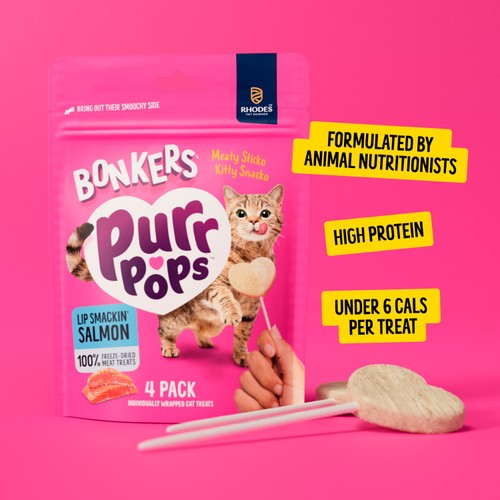 Bonkers Purrpops Lip Smackin Salmon Cat Treats    4 x 5.6g thumbnail 4